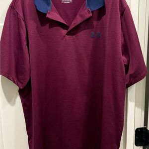Under Armour Red and Blue Polo Shirt Sporty Design